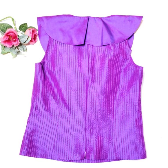 Anita Ford Collection Thai Purple Silk top, M - Picture 5 of 11